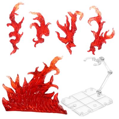 ERINGOGO Action Figure Stand with Fire Effects Bracket Clear Toy Model Holder Rack for Displaying Collectible Dolls and Flame Accessories