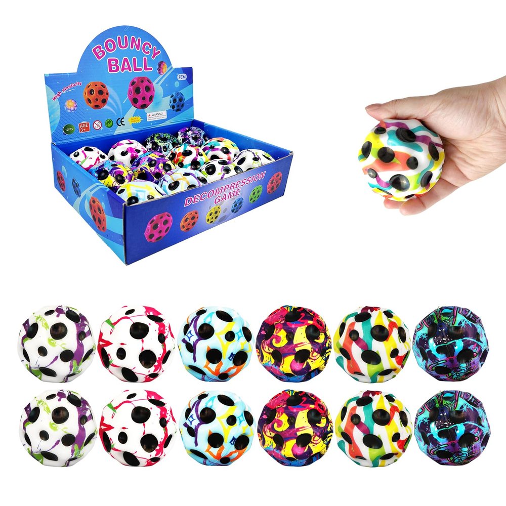 YVBBHE 12 PCS Large Bouncy Ball, Colorful Big Super Bounce Toy,Extreme High Bouncing Balls for Kids,Fun Kids Lightweight Foam Jump Sensory Ball for Outside (XKTY)