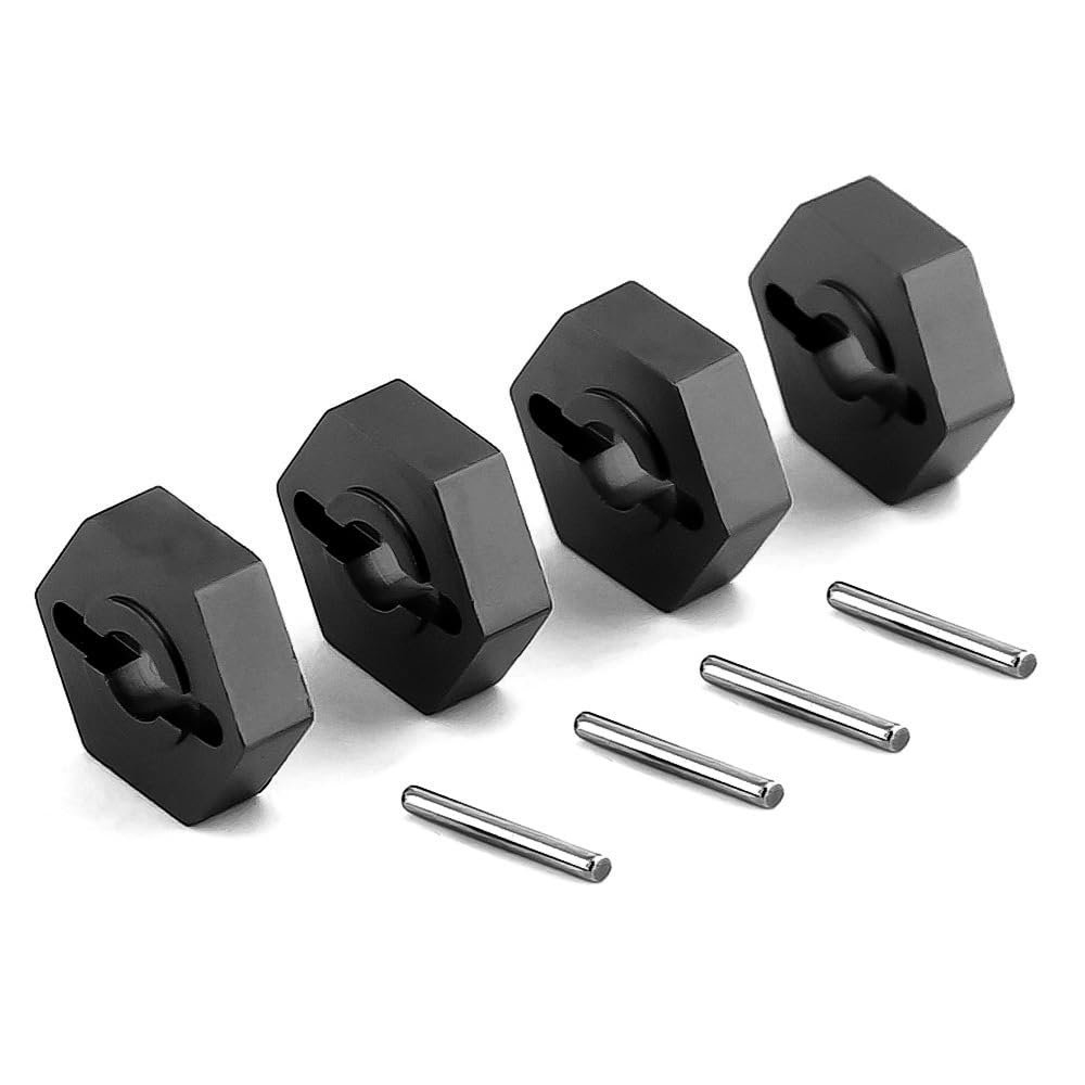 4pcs Metal 12mm Wheel Hex Hub Adapter Combiner 7154 7154X for 1/16 Traxxas Slash E-Revo Summit RC Car Upgrade Parts Accessories(Black)