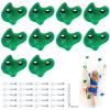10PCS Green Rock Climbing Holds, Rock Climbing Wall for Kids, Extra Large Size Climbing Rock Wall Grips with Mounting Hardware and Wrench for Indoor Outdoor Playground, Installed on Wooden Board view 1