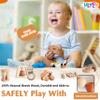 Wooden Toys for Babies, 7PCS Wooden Baby Rattle for 7-24 Months Boys Girls, Natural Wood Montessori Toys Set with Crochet Rabbit Rattle for Infant Grasping, Gift for Baby view 3
