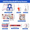144 Pcs Baseball Party Favors, Baseball Goodie Bags with Mini Balls, Wristband, Slap Bracelets, Keychains, Tattoo Stickers, Whistle, Baseball Stickers for Baseball Birthday Party Supplies Team Gifts view 2
