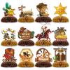12 Pcs Wild West Party Decorations, Western Cowboy Happy Birthday Decorations, Cowboy Table Honeycomb Centerpieces Decor Table for Party Supplies for Women Men The West Cow Boys Girls Cowgirl Rodeo view 1