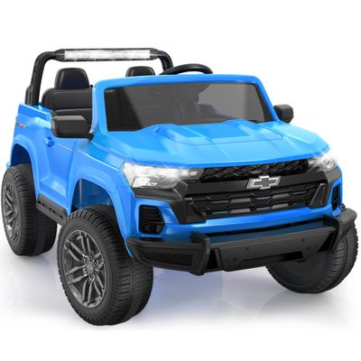 24V 2 Seater Ride on Car Licensed Chevrolet Colorado, Electric Car w/Remote Control, 4200W Motors, 4WD/2WD, Rear Storage, Music, Ride on Toys for Big Kids Aged 3-8, Blue