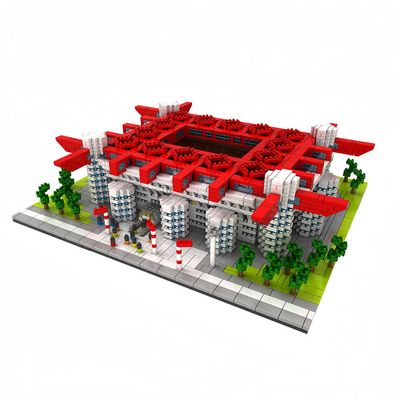 alltogetho Italy Red Soccer Stadium Model Micro Mini Building Block Toy for Adult - A Challenging Entertainment and Prideful Fan Exhibit for Desk & Home Decoration