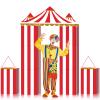 11 Pcs Carnival Circus Carnival Theme Party Decorations Circus Tent Prop Cardboard 47 x 63 Inch Red and White Striped Pennant Decoration Boxes for Carnival Birthday Christmas Clown Theme Party Supply view 1