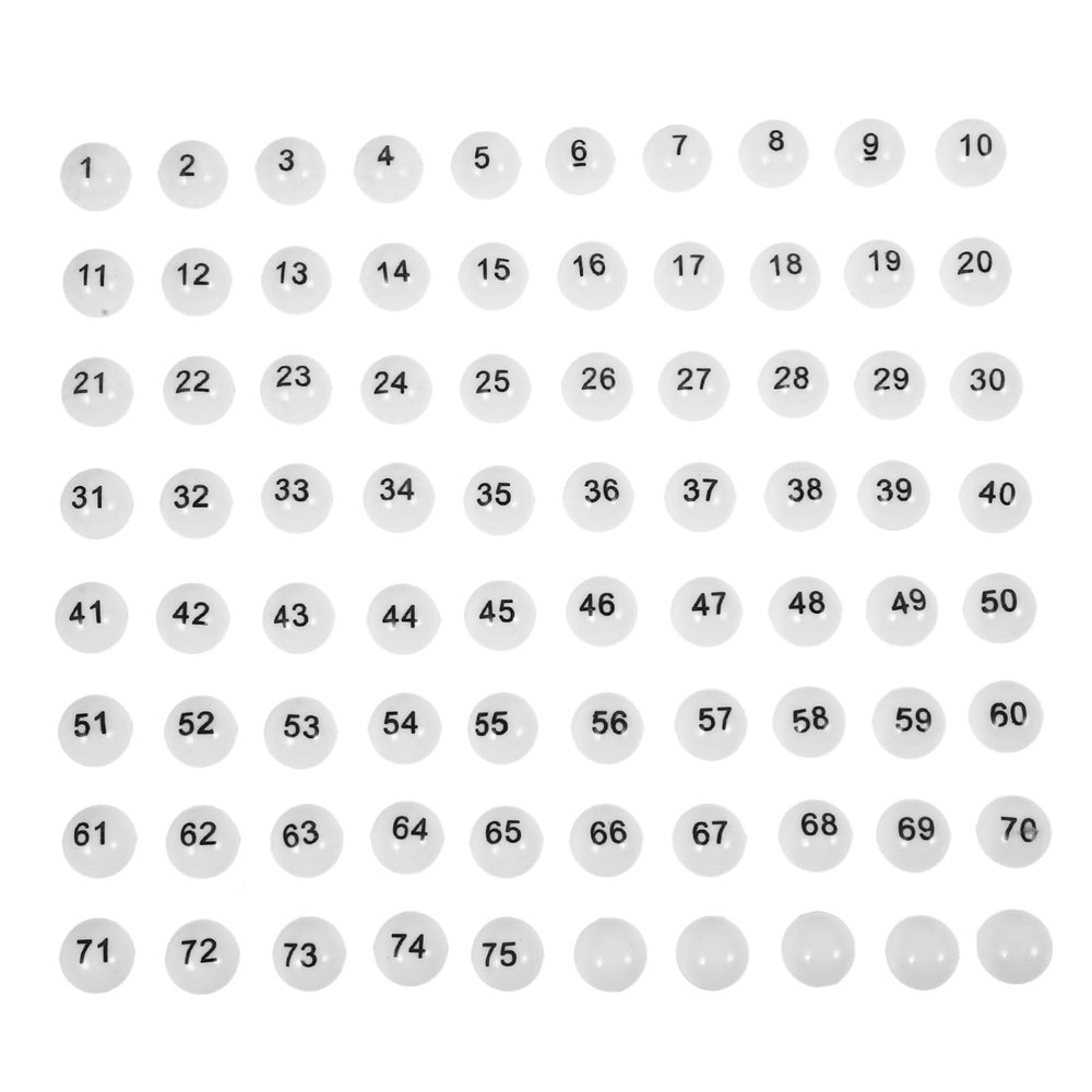 UPKOCH 75pcs Lottery Game Balls Plastic Seamless Raffle Balls for Party Activities Numbered Small Lottery for Game Props and Events