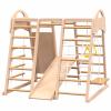 7-in-1 Indoor Playground Jungle Gym Playset, Wooden Montessori Climbing Activities with Slide, Climbing Wall, Jungle Gyms for Kids view 3