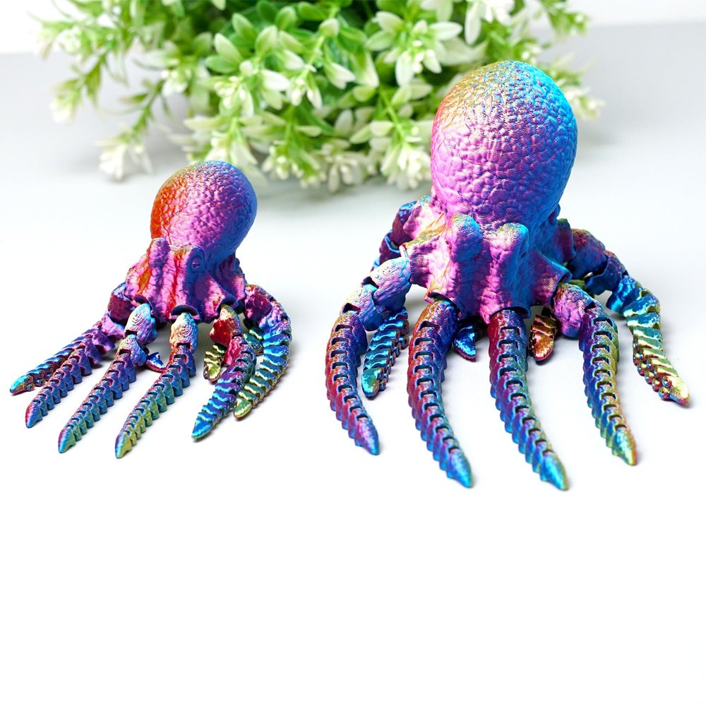 2pcs 3D Printed octopus Model,Flexible Realistic Articulated Animal Fidget Toys,Mystery Figurines Gifts for Easter,Executive Desk Funny Dcor and Festival Collectible,Easter Basket Stuffers (RYB)