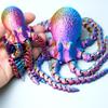2pcs 3D Printed octopus Model,Flexible Realistic Articulated Animal Fidget Toys,Mystery Figurines Gifts for Easter,Executive Desk Funny Dcor and Festival Collectible,Easter Basket Stuffers (RYB) view 3