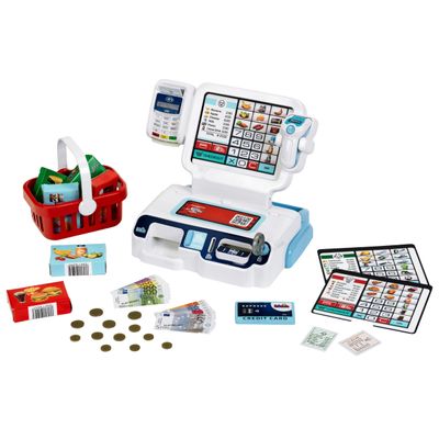 Theo Klein 7265 Self-Service Cash I Scanner with Light & Sound I Display for 3 Themes I Shopping Cart Play Money and Much More I Toy for Children from 3 Years
