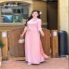 A1 Ribbon Embroidery Floral Pink Ao Dai | o Di Hng Thu Hoa Ribbon | Vietnamese Traditional Ao Dai For Women | Ao Dai For Women | Vietnamese Dress For Women | Ao Dai Tet (2XL) view 2
