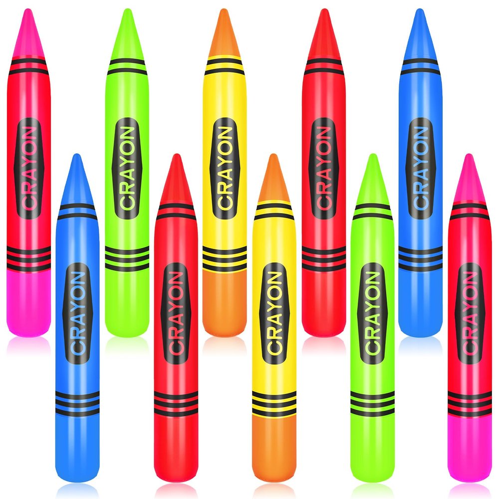 10 Pcs Inflatable Crayon Balloons 21.7 Inch Crayon Inflatable Balloons for Back to Party Decoration Graduation room Garden Room Birthday Party Decorations