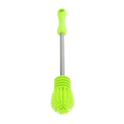 360 Silicone Bottle Brush Cleaner with Anti Slip Handle, for Washing Dishes, Kitchen (Green)