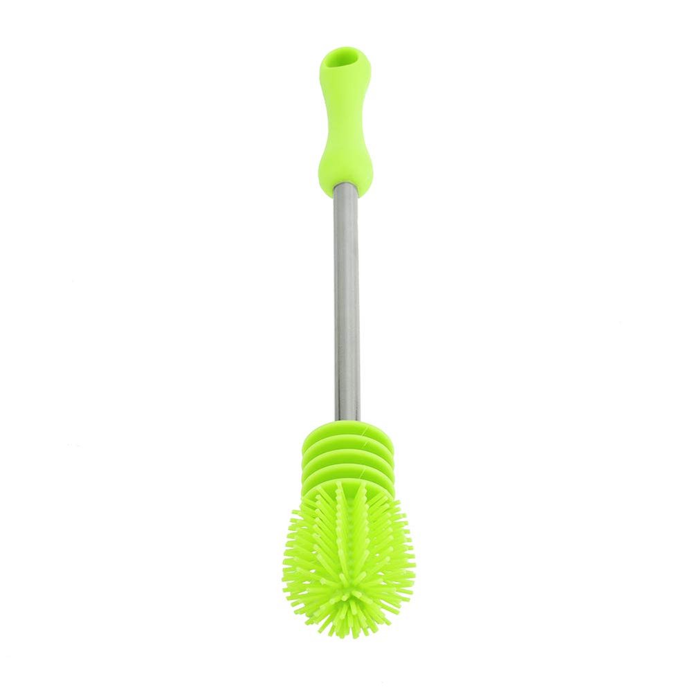 360 Silicone Bottle Brush Cleaner with Anti Slip Handle, for Washing Dishes, Kitchen (Green)