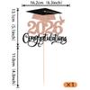 1 Pack 2026 Graduation Cake Topper Glitter Grad Cap Diploma 2026 Senior Cake Pick for School Graduation Theme Party Cupcake Decoration Supplies Rose Gold view 2