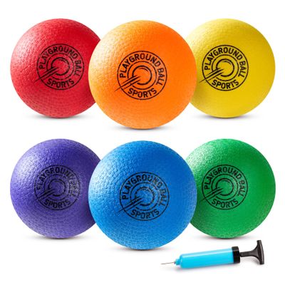EVERICH TOY Playground Balls Kickball, 6 or 12 Pack 8.5" Soft Dodgeballs Bouncy Rubber Kick Balls for Kids Adults Outdoor Indoor, 4 Square Ball School Yard Games for Boys Girls 3-5 5-8 8-12 with Pump