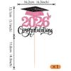 1 Pack 2026 Graduation Cake Topper Glitter Grad Cap Diploma 2026 Senior Cake Pick for School Graduation Theme Party Cupcake Decoration Supplies Pink view 2
