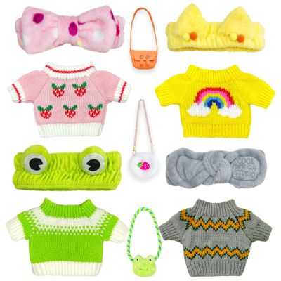 11-Pcs Kawaii Duck Clothes for 12 in Duck Plush  Cute Duck Stuffed Animal with Clothes, Bags & Headbands  Dress-Up Accessories for Duck Stuffed Animal, Plush Toys, and Cute Plushies (Grey)
