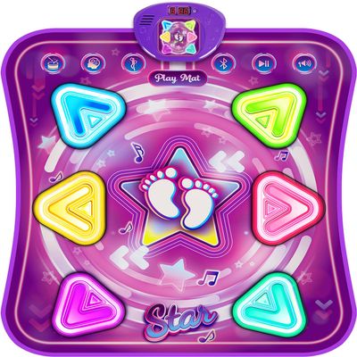 Dance Mat for Girls, Light-up 6-Button Dance Pad with Wireless Bluetooth & 5 Game Modes, Kids Electronic Dance Mats Musical Dancing Toys Christmas Birthday Gifts for Boys Girl Aged 3 4 5 6 7 8 9 10+