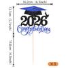 1 Pack 2026 Graduation Cake Topper Glitter Grad Cap Diploma 2026 Senior Cake Pick for School Congrats Graduation Theme Party Cupcake Decoration Supplies Blue view 2