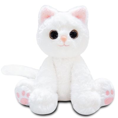10" White Cat Stuffed Animal Plush Toys for Girls and Boys, Cute Plushies, Realistic Cat Stuffed Animals Plush Toy for Kids, Easter Basket Stuffers, Birthday Surprise Gifts, Christmas Decor