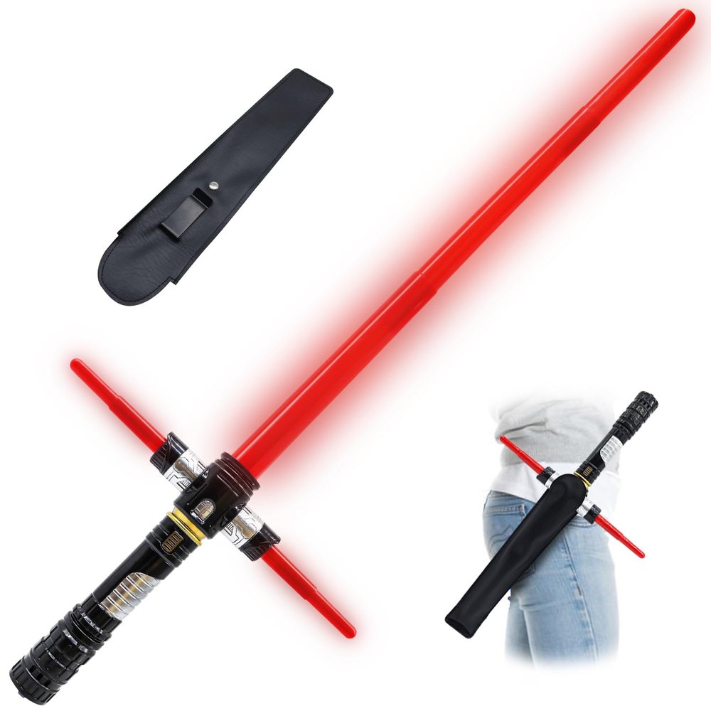 Kogibe Light Sword for Kids, Red Light Up Saber with FX Sound, Expandable Light Swords Set for Galaxy War Fighter Warriors, Halloween Dress Up Party, Christmas Birthday Present (with Belt Clip)