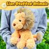 10" Cute Lion Stuffed Animal Plush Toys for Kids, Soft Lion Baby Stuffed Animals Plush Toy for Safari Nursery Decor, Kawaii Zoo Plushies for Birthday, Zoo Theme Party Favors view 4