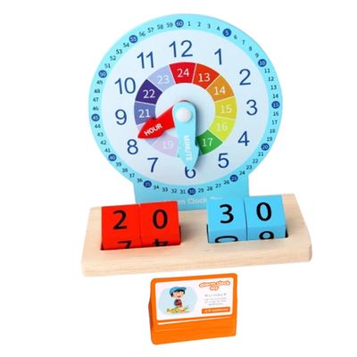 BESPORTBLE 1 Set Educational Wooden Clock Cognition Learning Tool for Color and Recognition Safe Wood Material for Home and Classroom Use