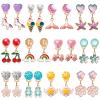 ERDOGLY 12 Pairs Kids Clip on Earrings for Girls, Toddler Clip on Earrings for Little Girls Princess Pretend Play & Dress up Jewelry Set, Girl Stick on Earring for Birthday Party Favor Gifts view 1