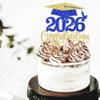 1 Pack 2026 Graduation Cake Topper Glitter Grad Cap Diploma 2026 Senior Cake Pick for School Graduation Theme Party Cupcake Decoration Supplies Gold Blue view 3