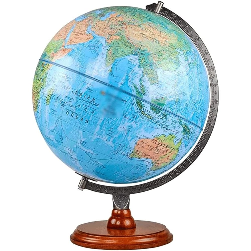 3D Embossed World Globe - Chinese and English Bilingual Geographic Globe for School, Home, Office - Durable and Stable Design