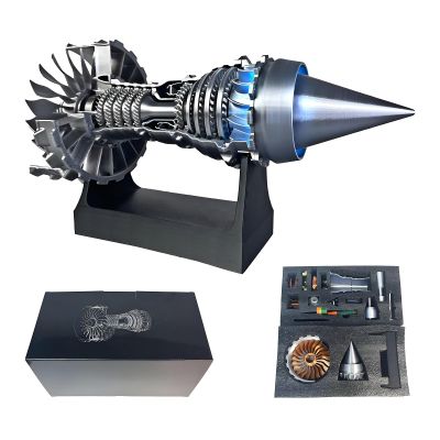 1/25 Simulation Aircraft Turbojet Engine Rotatable Model, 3D Printed TR900 Turbofan Engine Model Kit with Light(Blue,Non-Adjustable_Assembled)