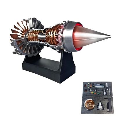 1/25 Simulation Aircraft Turbojet Engine Rotatable Model, Tr900 3D Printed Aircraft Engine Simulation Model, 3D Printed Mechanical Science Education Toy Turbofan Engine Model Kit with Light(Red,A)