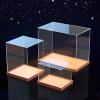 Clear Acrylic Display Case with Solid Wood Base for Trophy, Collectibles, Assemble Cube Display Box Stand Dust Proof Protection Showcase for Action Figures,16x16x12in(LxWxH) view 2