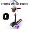 3 Wheel Electric Scooter for Kids Ages 3-10, w/Storage Basket, LCD Screen, Full Body Lights Up, Wide Deck, 5Mph Safe Speed, 90min Riding, Balance Foldable Kick Scooter for Boys & Girls, Black view 3