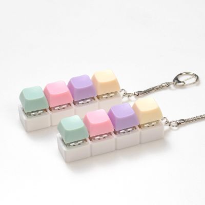 2 Pcs Keyboard Clicker Fidget Toy, Loud Keyboard Fidget Toy for Adult, 4 Keys Anxiety Toy Keyboard Keychian for Stress Relief Pass Time