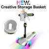 3 Wheel Electric Scooter for Kids Ages 3-10, w/Storage Basket, LCD Screen, Full Body Lights Up, Wide Deck, 5Mph Safe Speed, 90min Riding, Balance Foldable Kick Scooter for Boys & Girls, White view 3