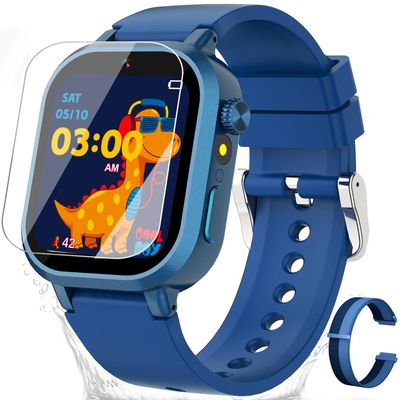 Waterproof Smart Watch for Kids Boys Ages 5-12 with 39 Games, HD Camera, Video, Music, Habit Tracking, Alarm, Pedometer, Kids Smart Watch Chrismars Birthday Gift for Boys Age 5 6 7 8(Blue)