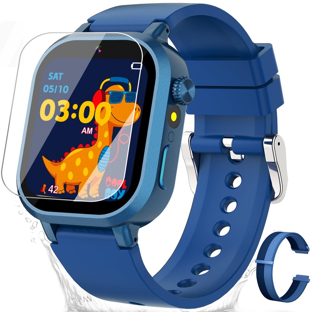 Waterproof Smart Watch for Kids Boys Ages 5-12 with 39 Games, HD Camera, Video, Music, Habit Tracking, Alarm, Pedometer, Kids Smart Watch Chrismars Birthday Gift for Boys Age 5 6 7 8(Blue)