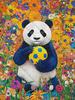 Great Jigsaw Puzzles for Adults 1000 Piece Panda Bear Holding A Soccer Ball in Field of Flowers Gift Family Decoration view 1