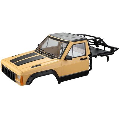 1/10 RC Hard Shell Cab & Back-Half Cage Body Shell Kit for 1/10 RC Crawler TRX4 SCX10 90046 AT4 GEN 8 Scout II,313mm Wheelbase Cherokee Upgrade and Modify (Desert Yellow)