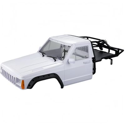 1/10 RC Hard Shell Cab & Back-Half Cage Body Shell Kit for 1/10 RC Crawler TRX4 SCX10 90046 AT4 GEN 8 Scout II,313mm Wheelbase Cherokee Upgrade and Modify (White)