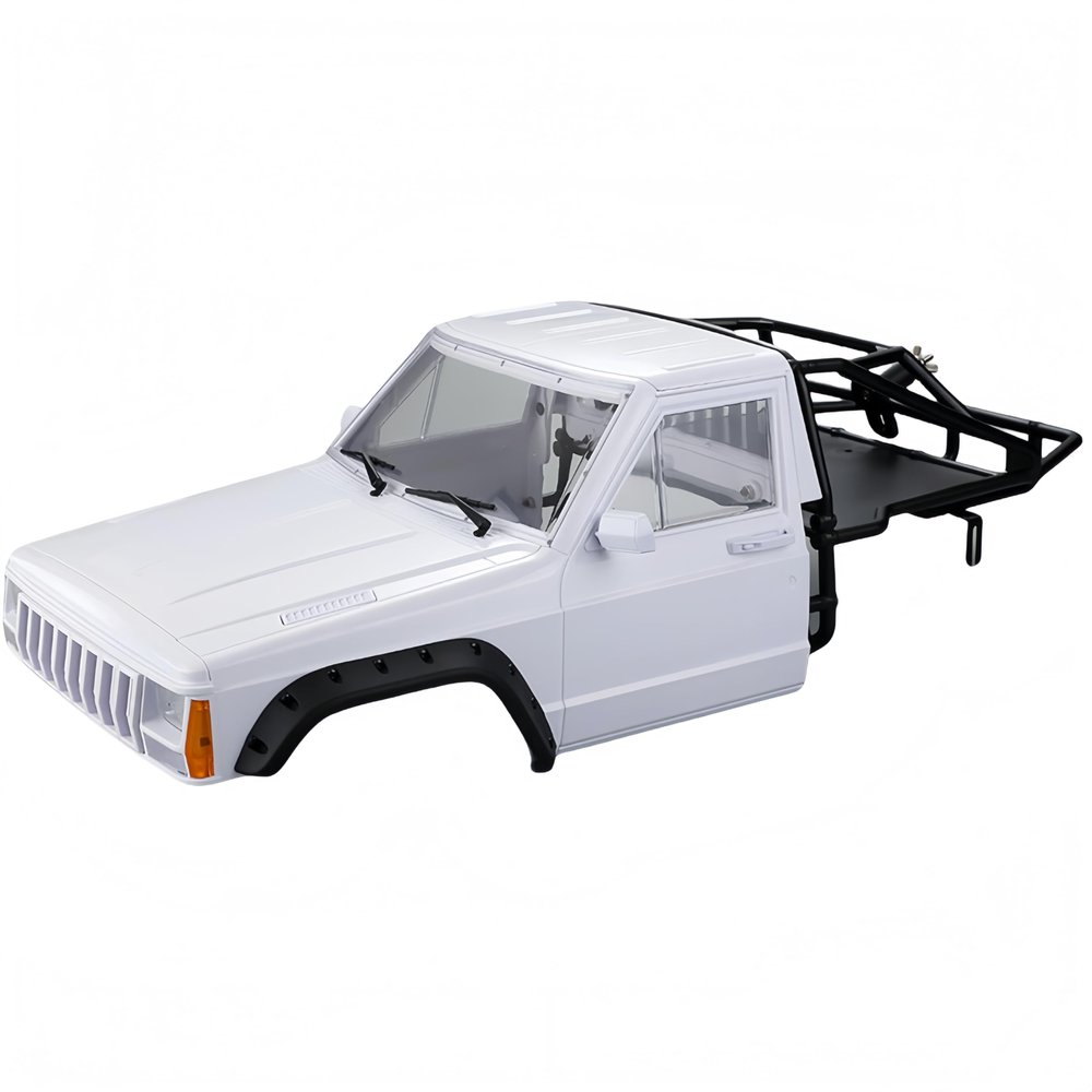 1/10 RC Hard Shell Cab & Back-Half Cage Body Shell Kit for 1/10 RC Crawler TRX4 SCX10 90046 AT4 GEN 8 Scout II,313mm Wheelbase Cherokee Upgrade and Modify (White)