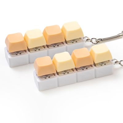 2 Pcs Creamy Keyboard Fidget Toy, Loud Keyboard Clicker Fidget Toy for Adult, 4 Keys Anxiety Toy Keyboard Keychain for Stress Relief Pass Time