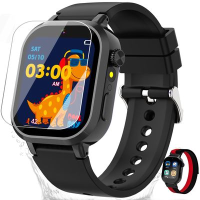 Waterproof Smart Watch for Kids Boys Ages 5-12 with 39 Games, HD Camera, Video, Music, Habit Tracking, Alarm, Pedometer, Kids Smart Watch Chrismars Birthday Gift for Boys Age 5 6 7 8(Black)