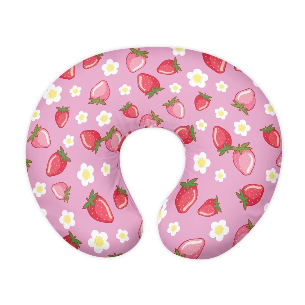 TSVAGA Strawberry Pillow Cover Girls Breastfeeding Pillow Cover for Baby, Super Soft Breathable Breast Feeding Pillows Case
