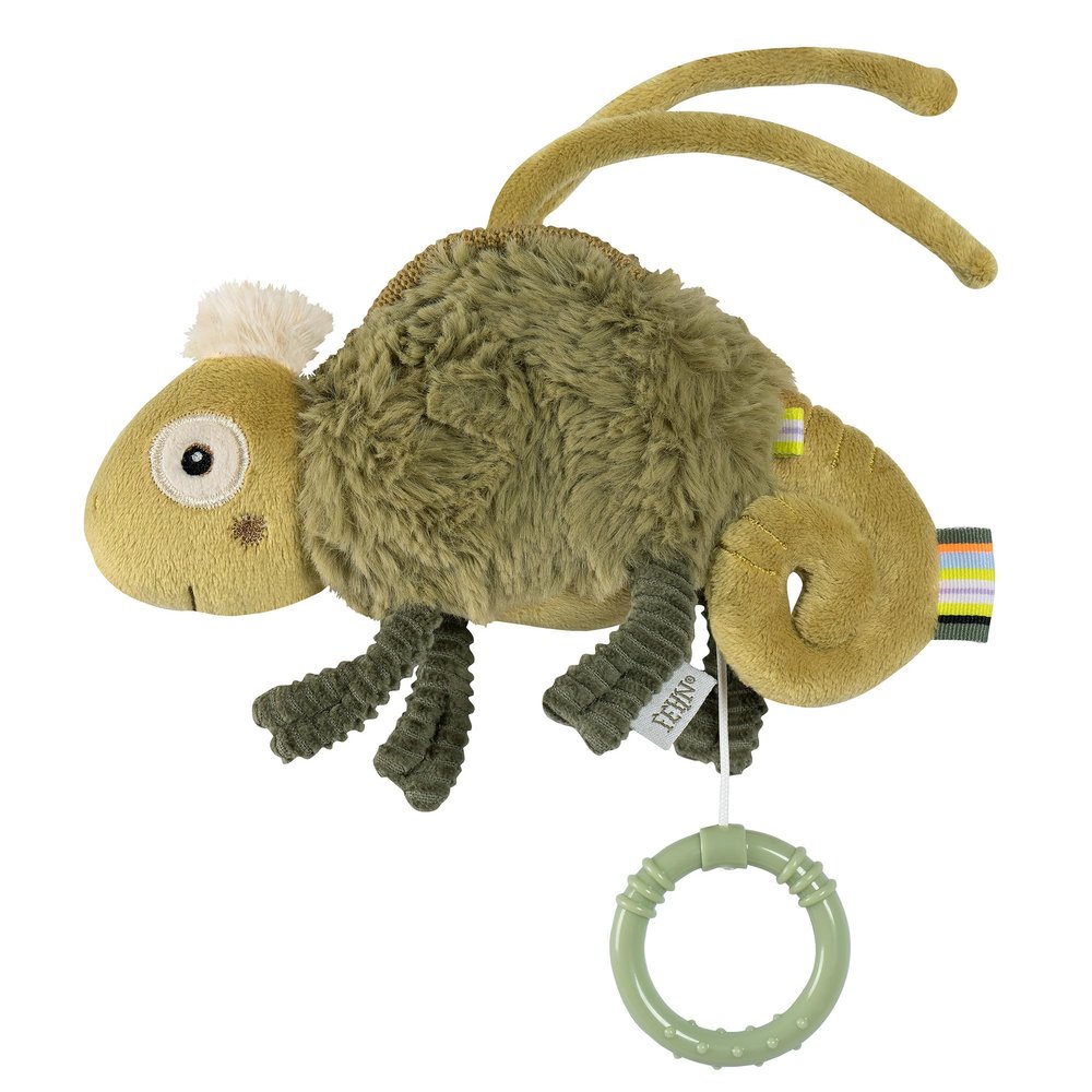 Fehn Mini Chameleon Music Box Soft Toy Sleep Aid with Sweet Melody 'Schubert's Lullaby', Calming for Babies and Toddlers from 0 Months