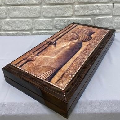 19-inch Antique Backgammon Sets for Adults Persian King Wooden Game Board Handmade Game Sets/Gifts for Dad, Husband, Anniversary