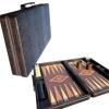18-inch Premium Leather Backgammon Set for Adults Crocodile Pattern Faux Leather Covering Vintage Board Game Gift for Dad, Husband view 1